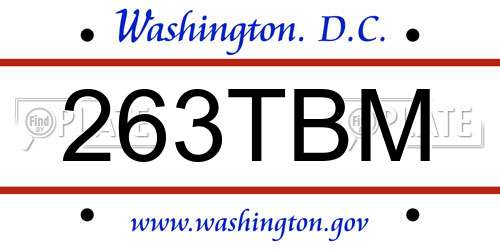 263TBM District Of Columbia License Plate