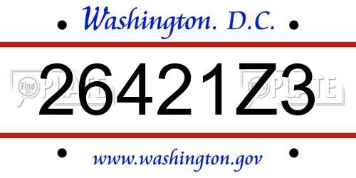26421Z3 District Of Columbia License Plate