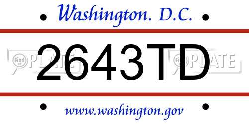2643TD District Of Columbia License Plate