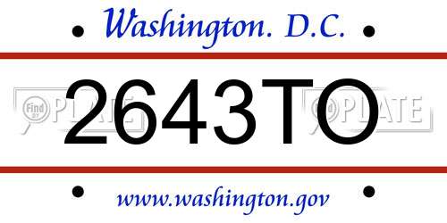 2643TO District Of Columbia License Plate