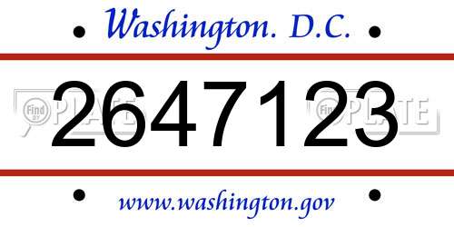 2647123 District Of Columbia License Plate