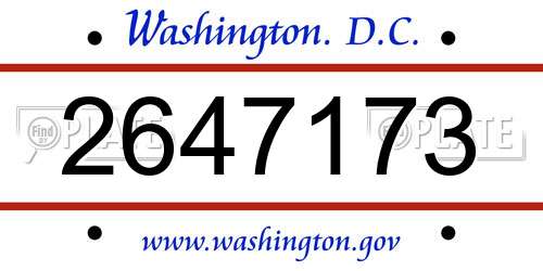 2647173 District Of Columbia License Plate