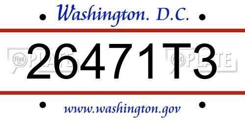 26471T3 District Of Columbia License Plate