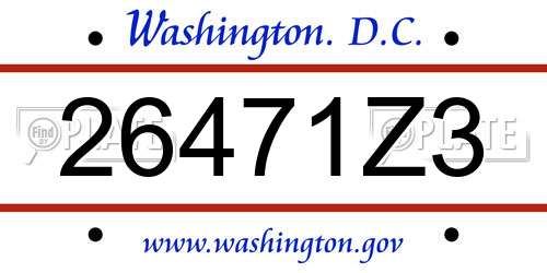 26471Z3 District Of Columbia License Plate