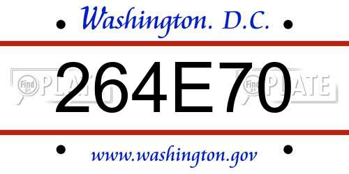 264E70 District Of Columbia License Plate