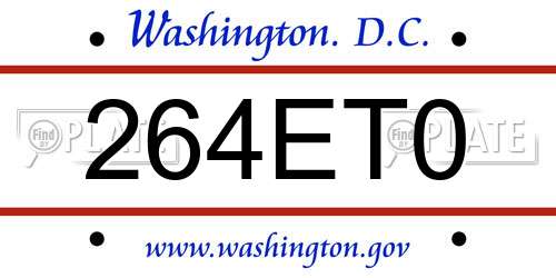 264ET0 District Of Columbia License Plate