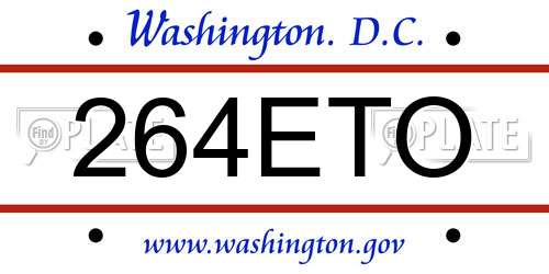 264ETO District Of Columbia License Plate