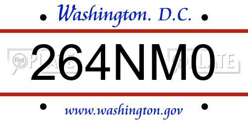 264NM0 District Of Columbia License Plate