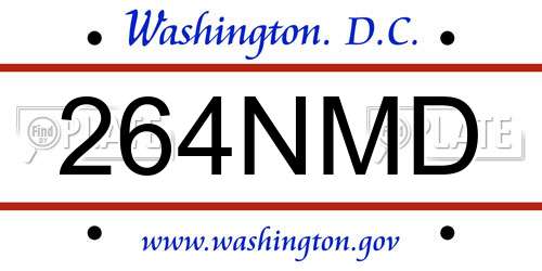 264NMD District Of Columbia License Plate