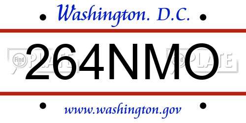 264NMO District Of Columbia License Plate