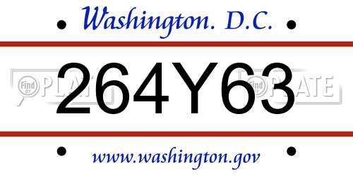 264Y63 District Of Columbia License Plate