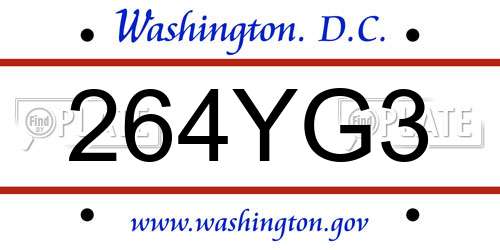 264YG3 District Of Columbia License Plate