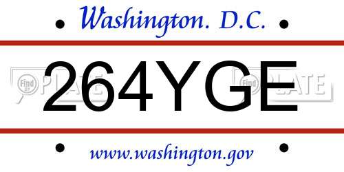 264YGE District Of Columbia License Plate