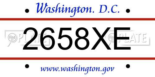 2658XE District Of Columbia License Plate