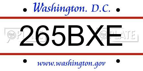 265BXE District Of Columbia License Plate