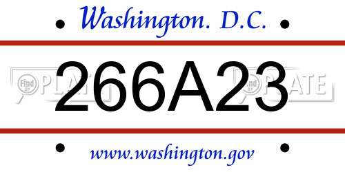 266A23 District Of Columbia License Plate