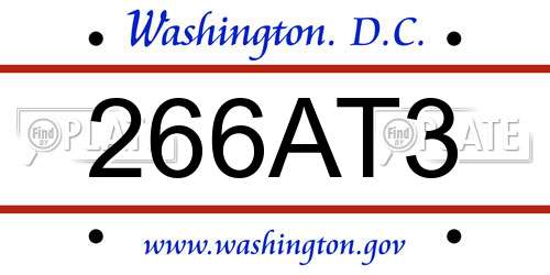 266AT3 District Of Columbia License Plate
