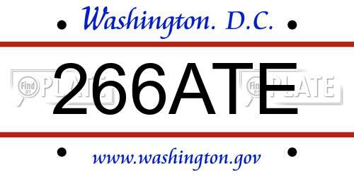 266ATE District Of Columbia License Plate