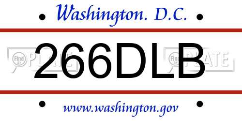 266DLB District Of Columbia License Plate