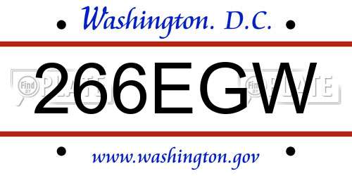 266EGW District Of Columbia License Plate