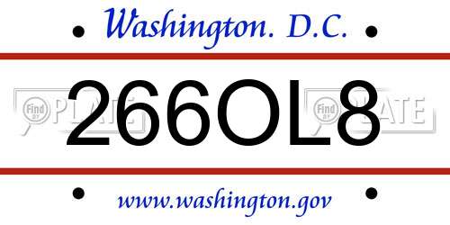 266OL8 District Of Columbia License Plate