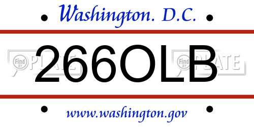 266OLB District Of Columbia License Plate