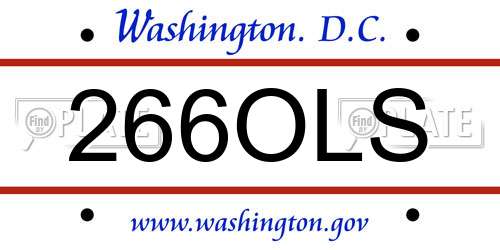 266OLS District Of Columbia License Plate