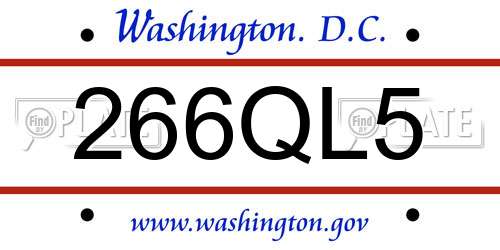 266QL5 District Of Columbia License Plate