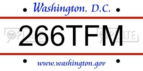 266TFM District Of Columbia License Plate