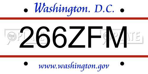 266ZFM District Of Columbia License Plate
