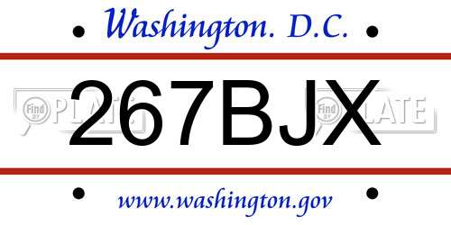 267BJX District Of Columbia License Plate