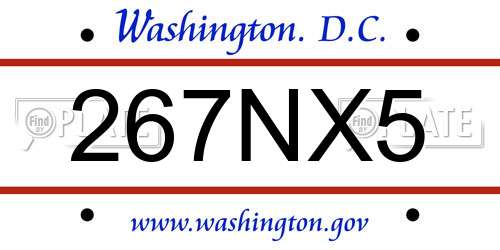 267NX5 District Of Columbia License Plate