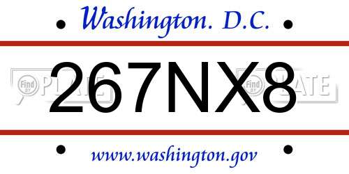 267NX8 District Of Columbia License Plate