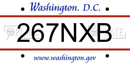 267NXB District Of Columbia License Plate