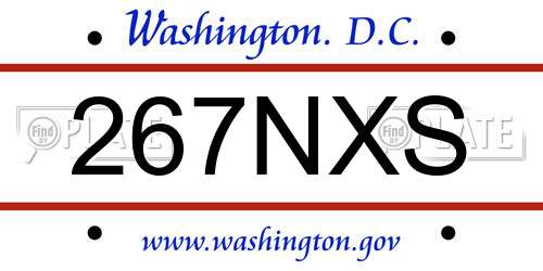 267NXS District Of Columbia License Plate