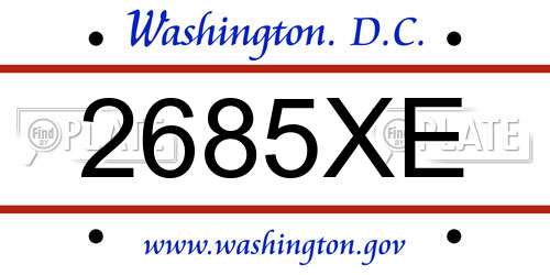 2685XE District Of Columbia License Plate