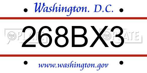268BX3 District Of Columbia License Plate