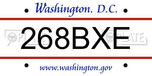 268BXE District Of Columbia License Plate