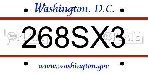268SX3 District Of Columbia License Plate