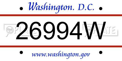 26994W District Of Columbia License Plate