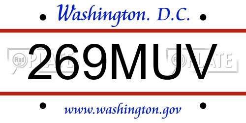 269MUV District Of Columbia License Plate