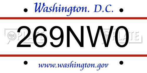 269NW0 District Of Columbia License Plate
