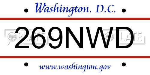 269NWD District Of Columbia License Plate