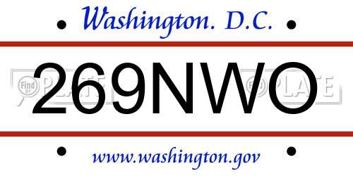 269NWO District Of Columbia License Plate