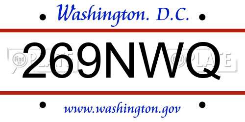 269NWQ District Of Columbia License Plate