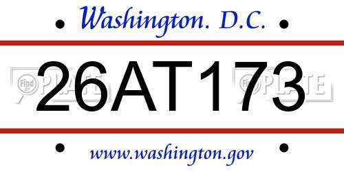 26AT173 District Of Columbia License Plate