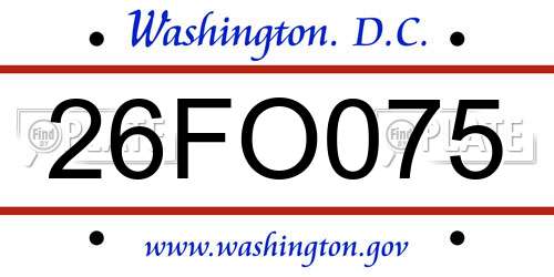 26FO075 District Of Columbia License Plate