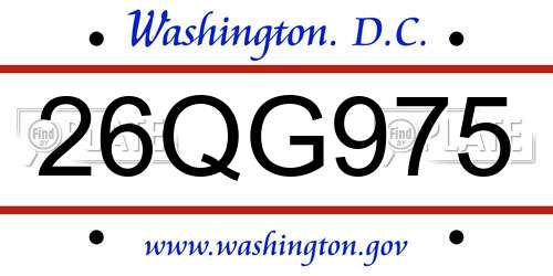 26QG975 District Of Columbia License Plate