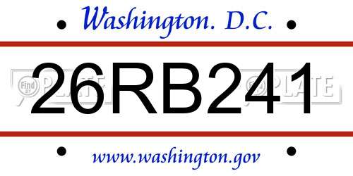 26RB241 District Of Columbia License Plate