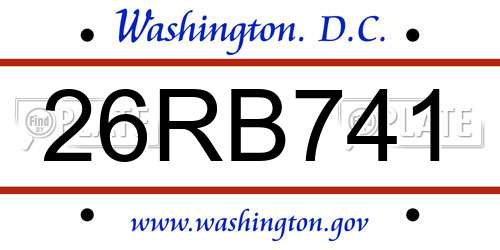 26RB741 District Of Columbia License Plate